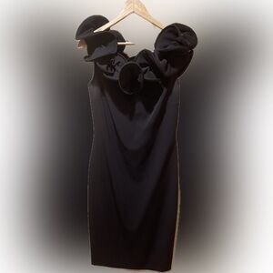 Alberto Makali Ruffle Black Dress